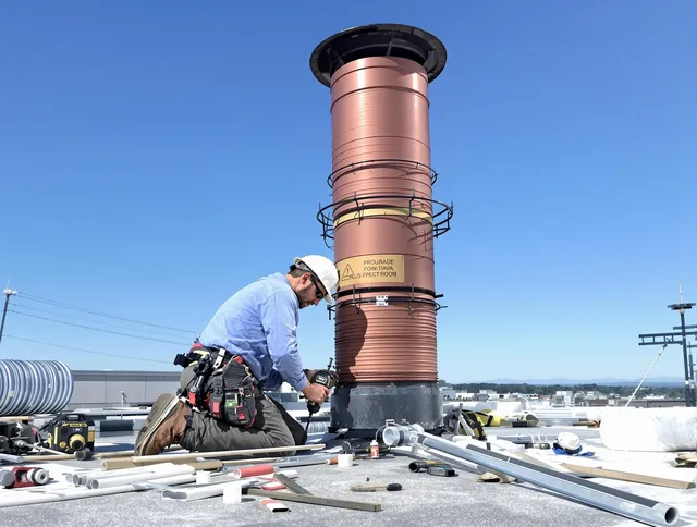 Installed chimney liner by Lincoln Chimney Sweep in Lincoln, RI