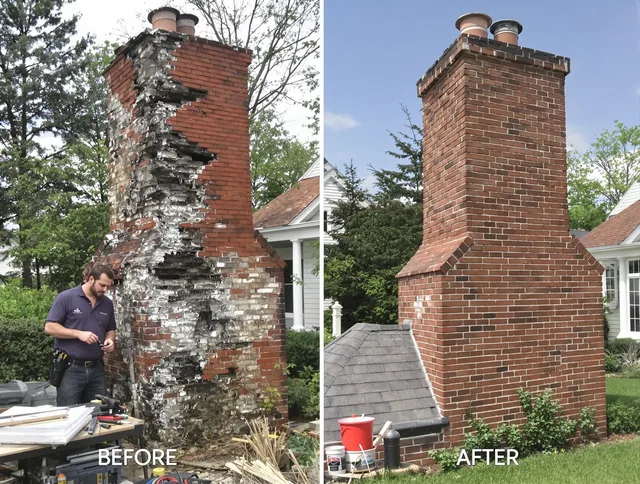 Lincoln Chimney Sweep performing a full chimney restoration in Lincoln, RI