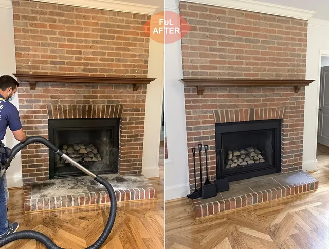 Lincoln Chimney Sweep carefully sanitizing a fireplace in Lincoln, RI