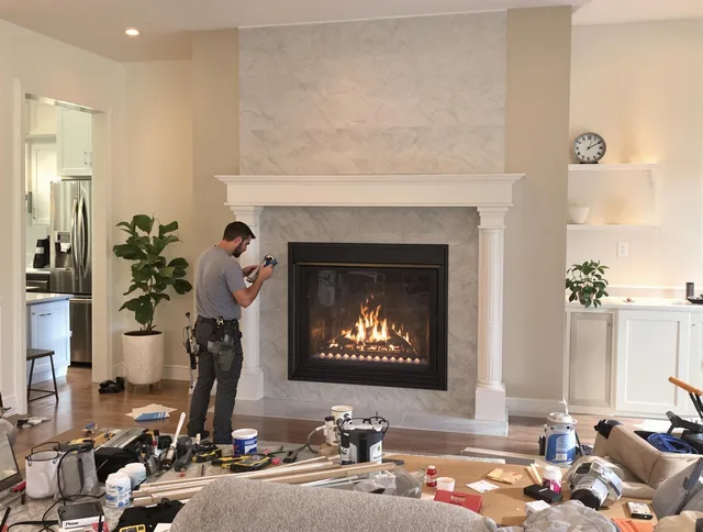 Newly installed fireplace by Lincoln Chimney Sweep in Lincoln, RI
