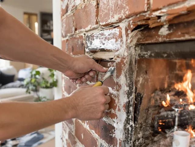 Routine fireplace repair by Lincoln Chimney Sweep in Lincoln, RI